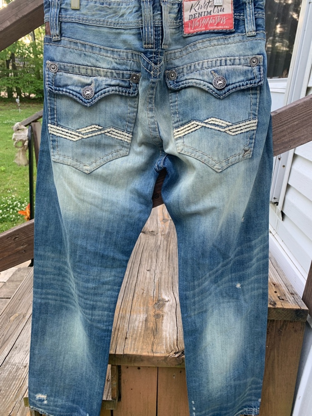Rivet De Cru Light Blue Men’s Jeans - Distressed Stretch Denim Size W36 L34